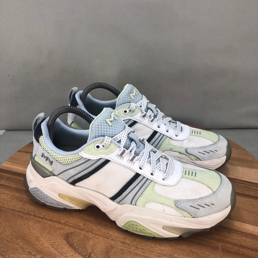 Mark Nason Kraz Mixin It Leather Sneakers Womens Size 10 White Blue Gray